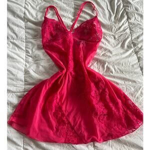 Fredericks of Hollywood Y2K Pink Lace Babydoll Fairy Core Pinterest Famous Slip